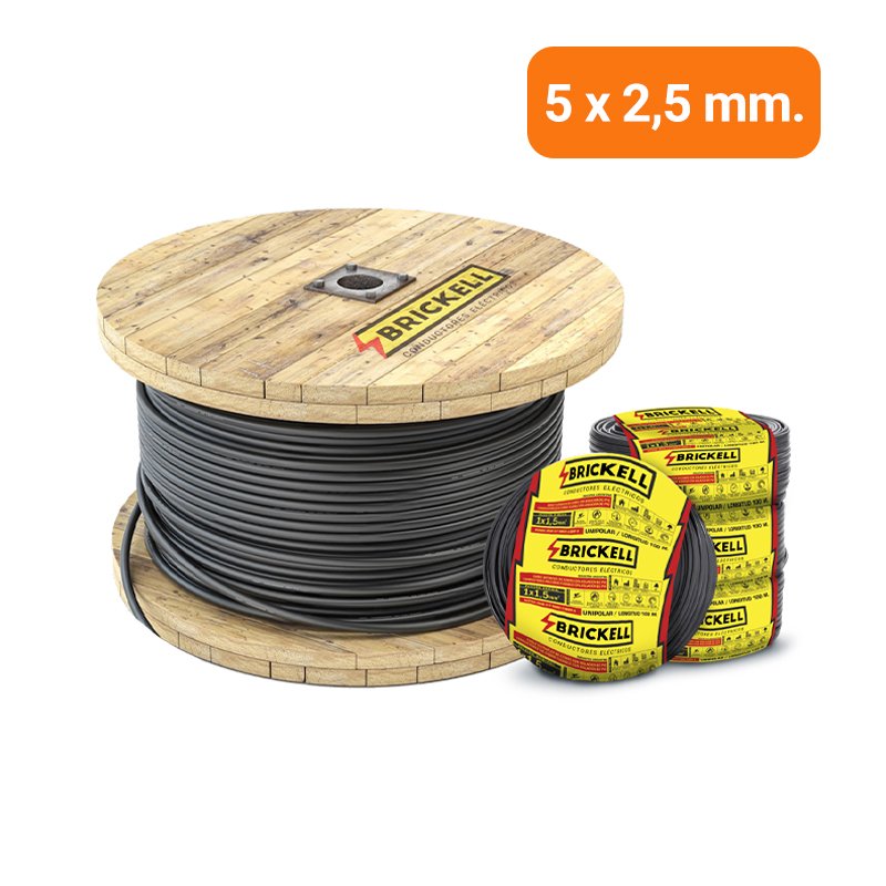 Cable Tipo Taller 5 X 2,5mm 100% Cobre Rollo 100 Mts Brickell