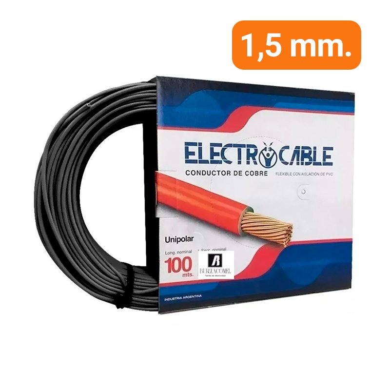 Cable Unipolar 1,5mm Electrocable 100% Cobre Rollo 100 mts