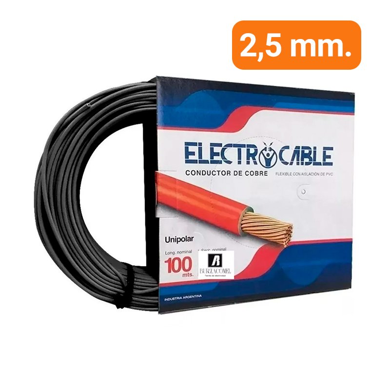 Cable Unipolar 2,5mm Electrocable 100% Cobre Rollo 100 mts